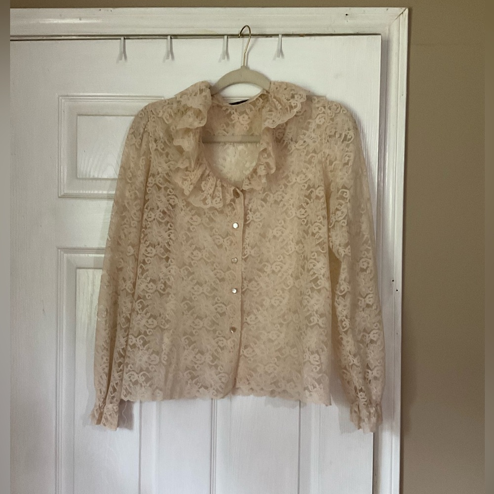 70’s vintage Alice Stuart lace Victorian ruffle top